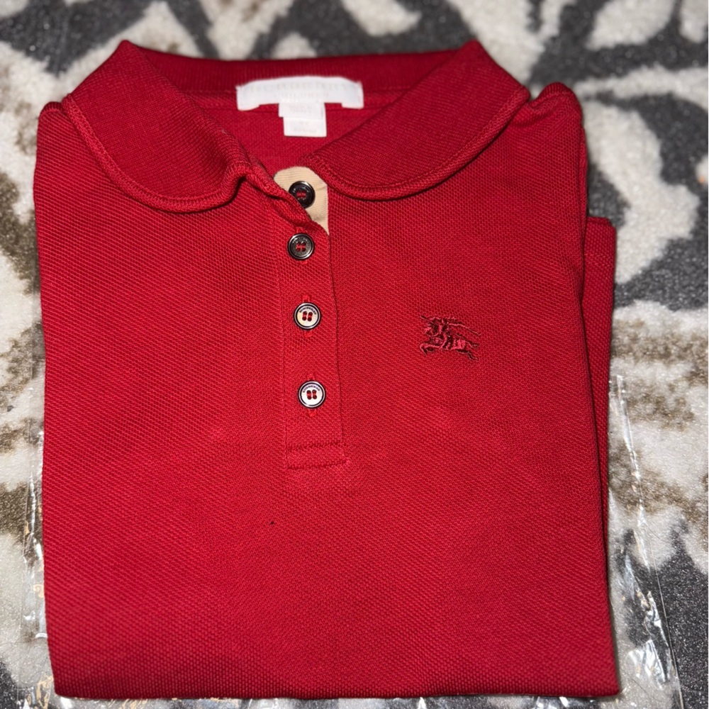 Burberry Red Polo Shirt with Embroidered Logo